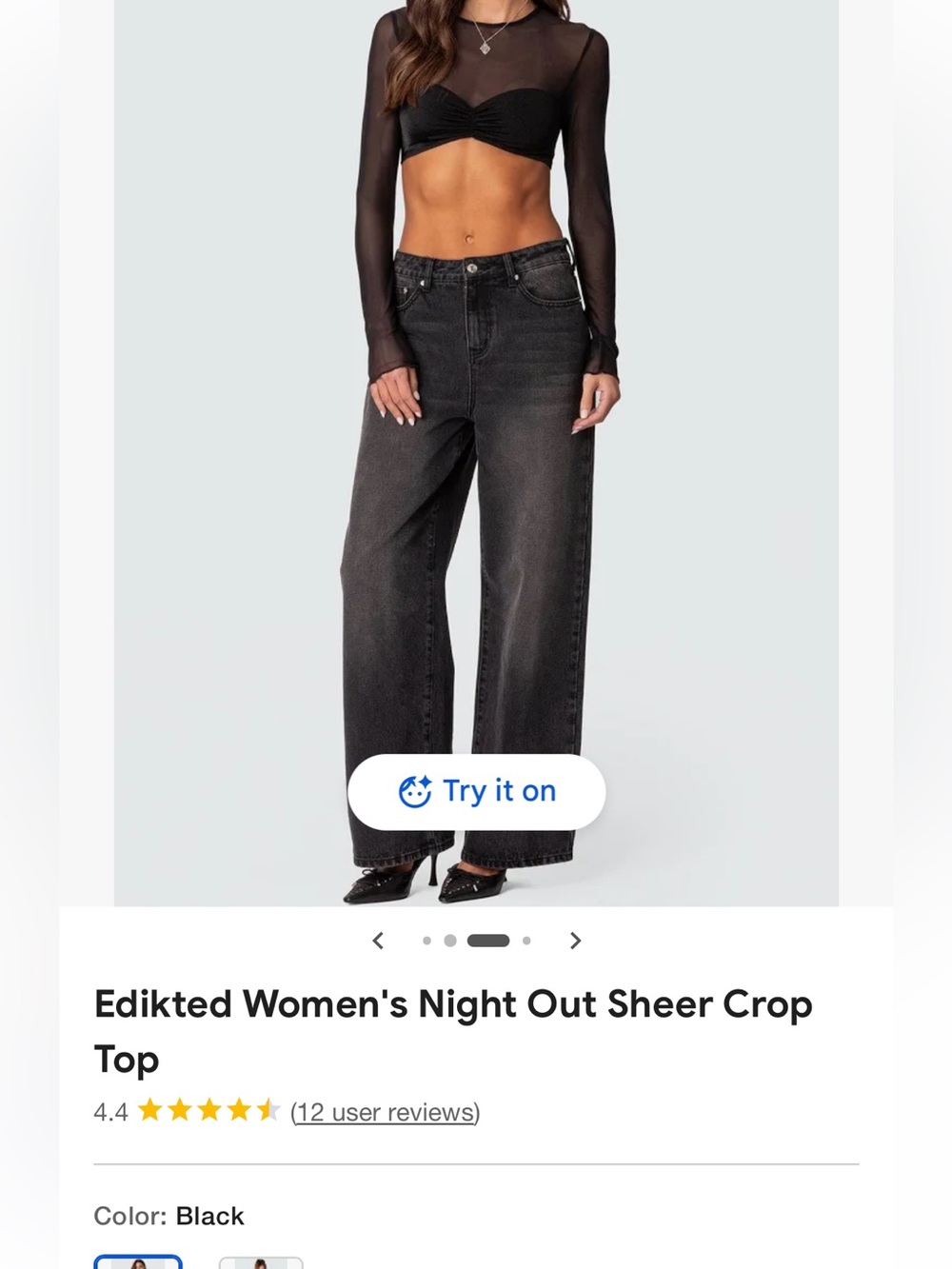 Edikted Black Sheer Long-Sleeve Crop Top